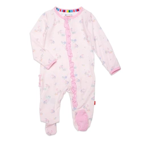 Magnetic Me Girls Modal Magnetic Baby Footie Pajamas | Silky Soft Modal Fabric | Forget Me Not | Newborn