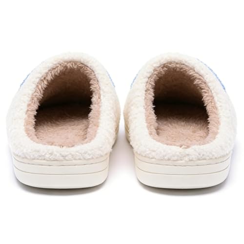 Image of Women's Men's Preppy Happy Face Slippers Comfy Warm Plush Slip-On House Slipper for Winter Indoor Soft Cushion Non-slip Fluffy Slides Slippers