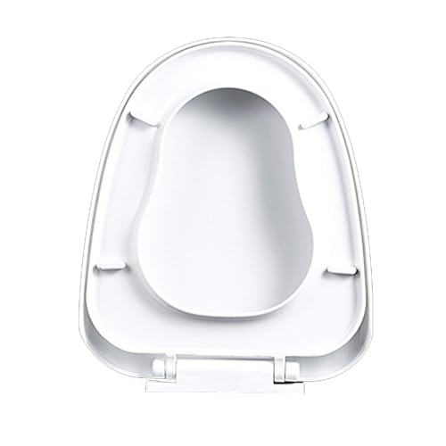 トイレシート ゆっくり閉まる、調整可能な取り付け金具付きホワイトプラスチック、滑り止めシートバンパー付き交換カバー