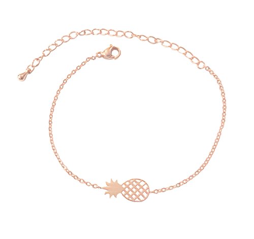 Altitude Boutique Ananas-Armband,Hawaii-Armband,Frucht-Armband-Charme,Tropen Armband für Frauen Rose Gold