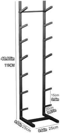 Metal Floor-Standing Display Rack for Skateboards and Skis - Space-Saving Organizer for Sports Equipment Storage(Black-A-25X25X119 Cm)