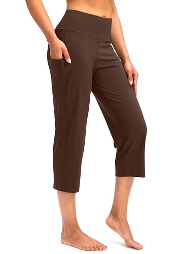 Image of G Gradual Capri Pants for Women High Waist Workout Yoga Pants with Pockets Tummy Control Leggings Crop Straight