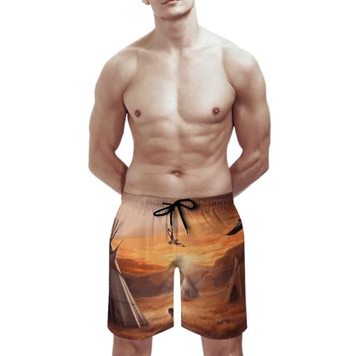 Men's Swim Trunks Native American Tribes Quick Dry Beach Shorts Mesh Lined Swimming Shorts with Pockets2