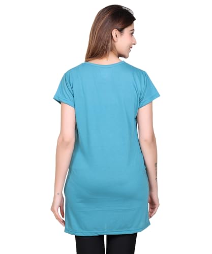 Image of DG Divine GirL Women's Cotton Printed Long Regular Fit Round Neck Top /T-Shirt /Tshirts