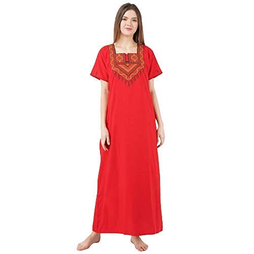 Image of Premium Women Embroidery Night Gown Lizzybizzy Cotton Nighty Maxi
