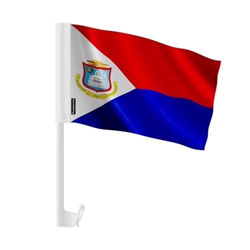 Drapeau voiture Saint-Martin résistant au vent en polyester 14x21cm pour célébration