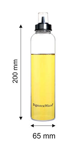 Image of SignoraWare Eze Flow Borosilicate Glass Oil Dispenser | Measurement Marking | Wide Bottleneck for Easy Refilling | Microwave & Freezer safe | Refined & Mustard oil | Best for Home use (500ml |Clear)