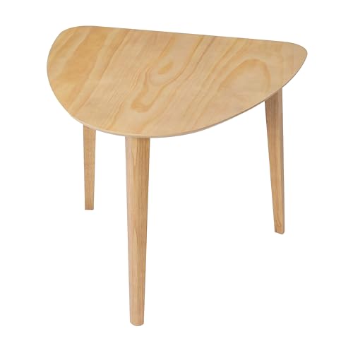 Image of Merax Modern Triangular Side Table, Space-Saving 36 inch Wood Accent Table for Living Room, Bedroom, Solid Rubber Wood & MDF, Natural