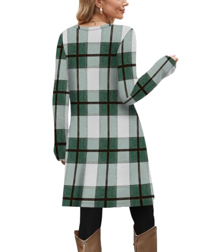 Image of OFEEFAN Fall Dresses for Women 2026 Crew Neck Long Sleeve Dress with Pockets