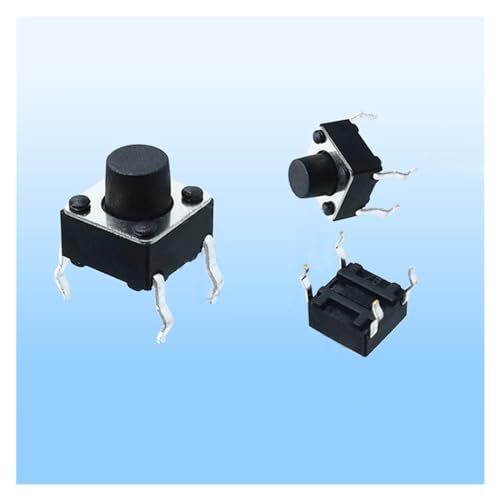 Interrupteur à bouton noir 6x6x7.3mm DC12V 4 broches composants de rechange pour lampe lot de 10