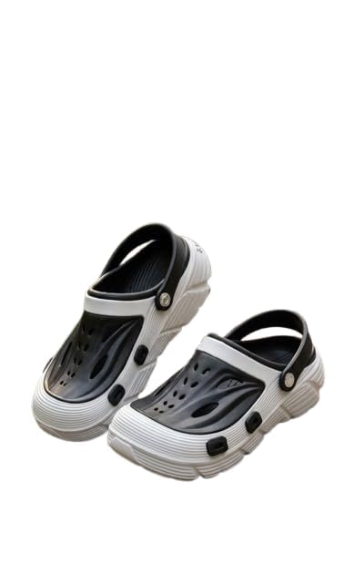 Clogs Sandals, Black and Grey, Adjustable Back Strap, Ventilated Design, Size 6 to 9-image-47
