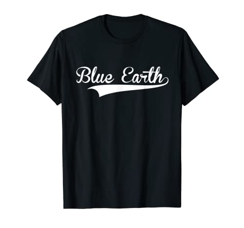 BLUE EARTH Baseball Vintage Retro Caratteri Maglietta