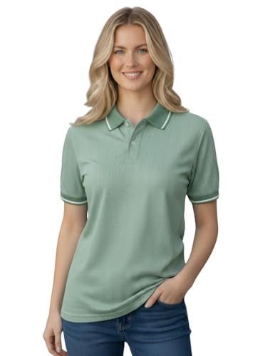 Image of Mack Jonney Women's Textured Polo T-Shirt | Half Sleeve Cotton Blend Top |Casual Collar Tee | Regular Fit-M7527