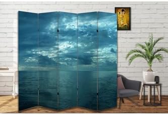 Resim Okyanus Temalı Özel Tasarım Paravan Room Divider Oda Bölücü PRVN-1329-1, 220 x 180 