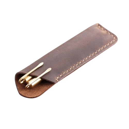 Didiseaon Estuche Bolígrafo Cuero Hecho Mano Funda Protectora Vintage para Oficina Escuela y Uso Diario Bolsa Almacenamiento Marrón para Bolígrafos y Lápices