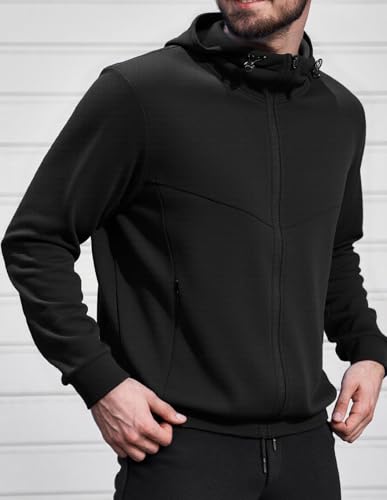 fit space Athleisure Zip Hoodie & Turtleneck Sweatshirt for Men,Scuba Neck Pullover with Zipper Pockets3
