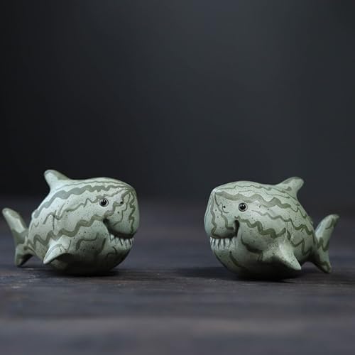 Mascota de té de estilo chino: adorno de tiburón sandía decorativo de 7 cm 4