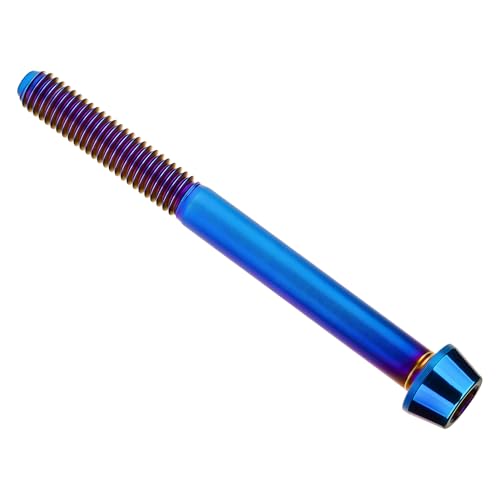 Image of Titanium Ti Bolt M5x9 16 18 20 25 30 35 40 45 50 55 60mm Tapered Head Screws Pack of 4 (M5x60mm, Burnt Blue)