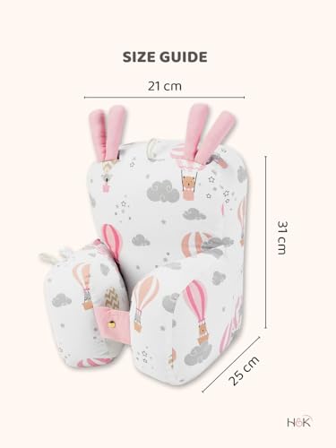 Image of haus & kinder 100% Cotton Poplin Adjustable Pillow Cum Seat for 6 to 9 Months Head Protector for Safety Multi Color Size H 31cm W 21cm Tiny Journeys 1Pc