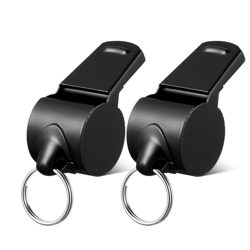 Silbatos de acero inoxidable negro, 2 piezas miniatura 1