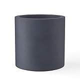 Kante 9.8' Dia Round Concrete Planter, Modern Style Large Cylindrical Plant Pot with Drainage Hole and Rubber Plug for Indoor Outdoor Patio, Charcoal