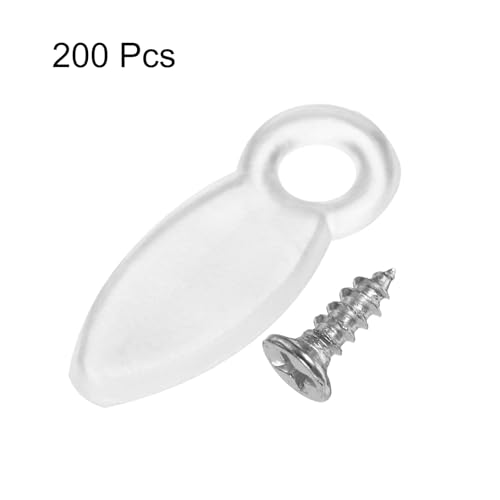 Image of HARFINGTON 200Pcs Picture Frame Backing Hardware Clip with 200Pcs Screws Turn Button Fasteners Set Picture Turn Backing Clips for Craft Hanging Picture Drawing, Transparent White