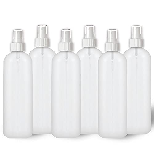 MoYo Natural Labs 4 oz Spray Bottles Fine Mist Empty Travel Containers, BPA Free HDPE Plastic for Essential Oils and Liquids/Cosmetics (Neck 20-410) (Pack of 6, HDPE Translucent White)