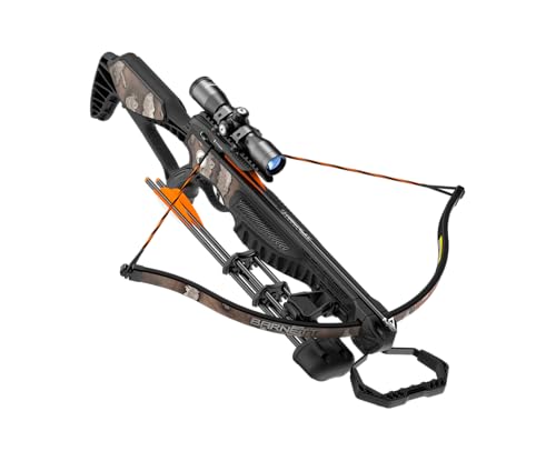 Barnett Wildcat Camo Recurve Crossbow Hunting Package, with 4x32mm Multi-Reticle Scope, 2 Arrows, Lightweight Quiver