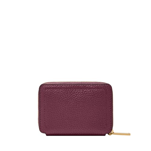 Image of Fossil Women's Logan RFID-Blocking Leather Zip Around Card Case Wallet with Keychain