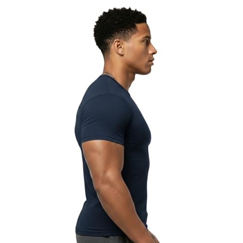 Image of NINQ Full Sleeve Compression, Workout, Round Neck, Down Shoulder T-Shirt - Men's Gym, Athletic & Sports Tights for Fitness