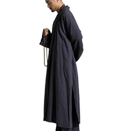 ZanYing Traditional Buddhist Meditation Monk Robe Grey Summer3