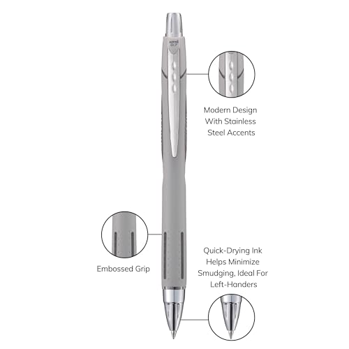 Image of Uni-Ball Jetstream RT Ballpoint Pen, Fine Point (0.7mm), Cloud Barrel, Black Ink, 6 Pens