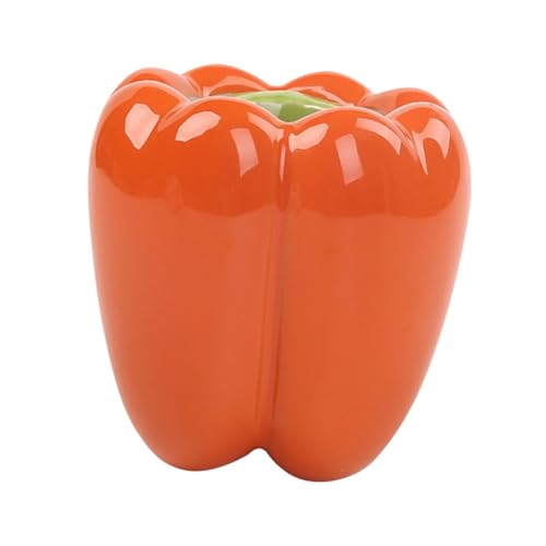 POPETPOP Ceramic Pepper-shaped Plant Pot Succulent Storage Container for Garden Balcony Indoor Home Decor Vintage Countryside Style Flower Vase