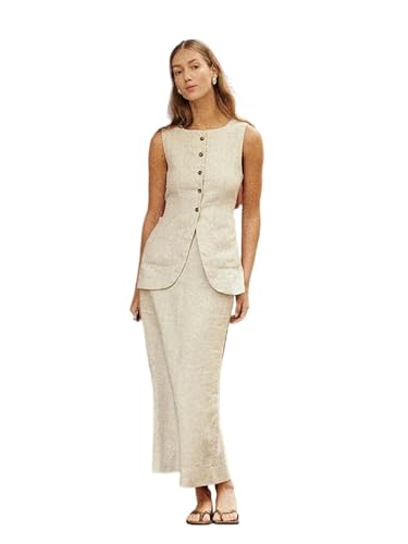 Ensemble femme été en lin chic pour le bureau et les voyages