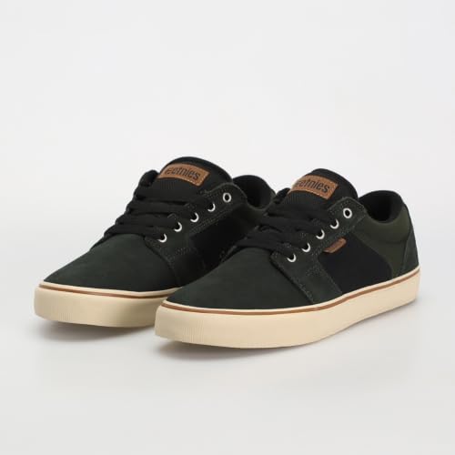 Image of Etnies Barge LS - Classic Skate Look, Slim Vulcanized Silhoutte, Hefty Armored Collar, Reinforced Vulc - Green /Black - 7