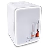 Cooluli Glow 10L Mini Skincare Fridge with Mirror & LED Light - Small Refrigerator for Skin Care, Makeup, Beauty, Cosmetics, Food & Drinks, White