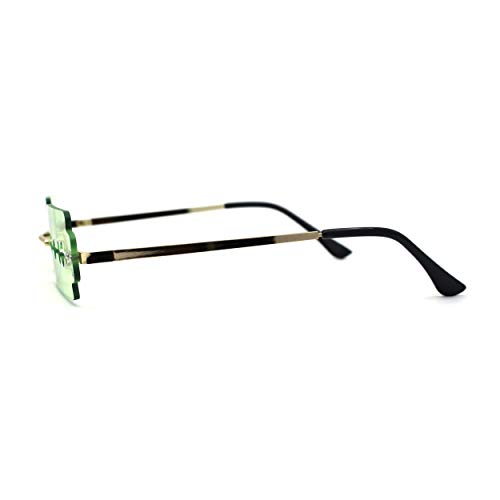 Razor Blade Shape Funky Hipster Rimless Sunglasses3