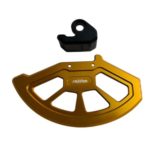 Image of Motorcycle Front Brake Disc Guard, Universal Rotor Protector, Gold Aluminium, Blue Wheel Compatible (Golden)