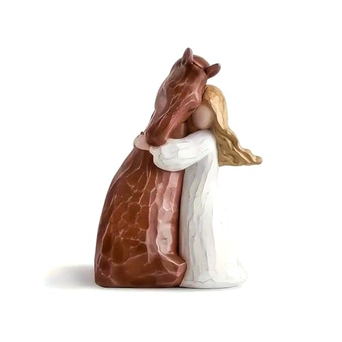 SoeUyd Statue De Cheval Peinte à la Main Personnalisée, Statue Cheval en Résine pour Fille, Statue de Cheval en Résine Fabriquée à la Main, Idéal pour...