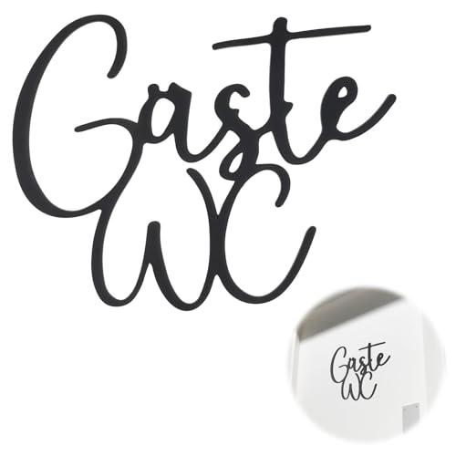 Türschild WC Gäste, Toiletten Schild 14.9x18.7 cm, Selbstklebend, Gästetoilette Aufkleber, Besetzt Schild Klo für Tür und Wand (Schwarz)