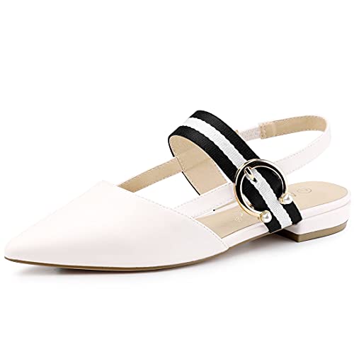 Allegra K Women's Pointed Toe Slingback Flat Mules