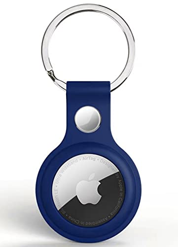 Image of Riggear Silicone Key Ring Holder Case Cover Compatible with Apple Airtag (Navy Blue)