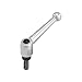 Kipp 06430-4103X60 Zinc/Steel Adjustable Handle with M10 External Thread, Classic Ball Style, Metric, Silver Metallic Powder-Coated Finish, Steel Components, Size 4, 60 mm Screw Length