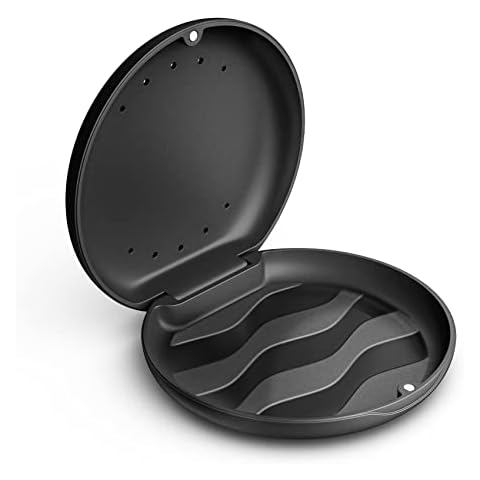 Annhua Denture Retainer Case with Vent Holes, Portable Denture Box for Invisable Aligner,Mouth Guard Brace,Denture &Teeth Mouth Tray(Black) Cover