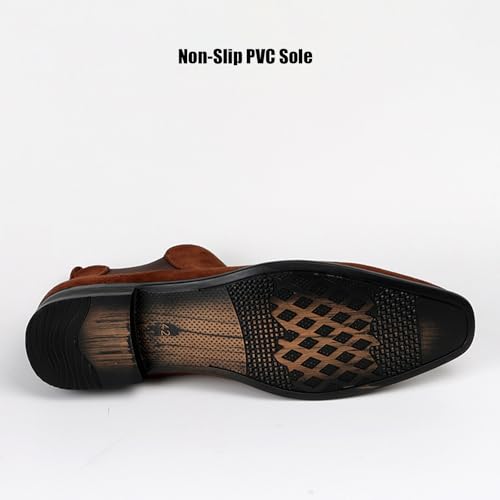 Men's Classic Leather Pointed Toe Tuxedo Dress Chelsea Boots Fashion Elastic Chunky Block Heel Mid-Calf Slip On Formal Business Ankle Booties For Party Wedding Daily3