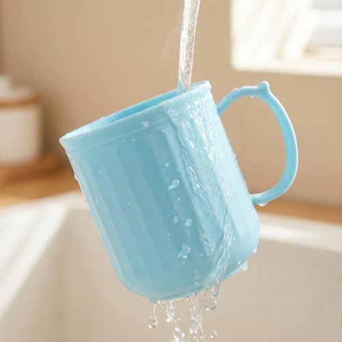 AOYITE Plastic Coffee Cups with Handles - Unbreakable BPA Free Coffee Mugs 13 oz set of 4 - Reusable Dishwasher Safe Hard Drinking Cups for Kids Kitchen Outdoor (Thick Wall)