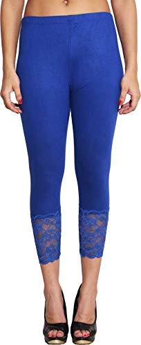 PI World Lace Capri for Women | Soft & Stretchable Capri Leggings for Women | 3/4 Capris for Women | Black Daily Use Capri Pants for Women | Fit for 26" - 34" inches Waist |