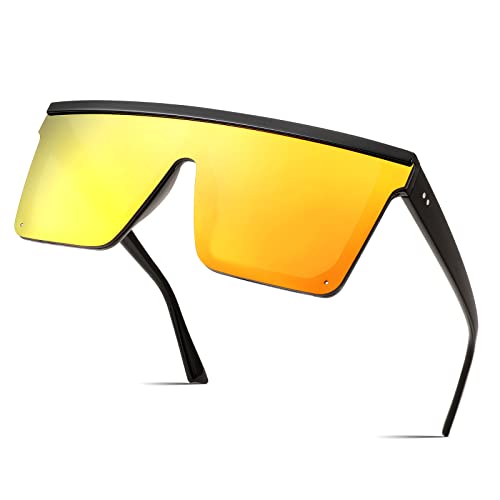 FEISEDY Oversized Flat Top Square Sunglasses Womens Mens Trendy Visor Shades UV400 B2470