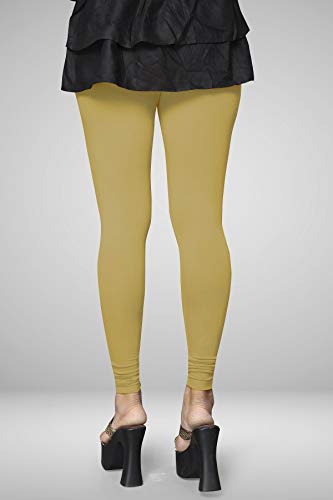 Image of Women's Cotton Skinny Leggings with Ankle Length Solid Pattern Mid Rise and Elastic Closure | Cotton Skinny Leggings for Womens