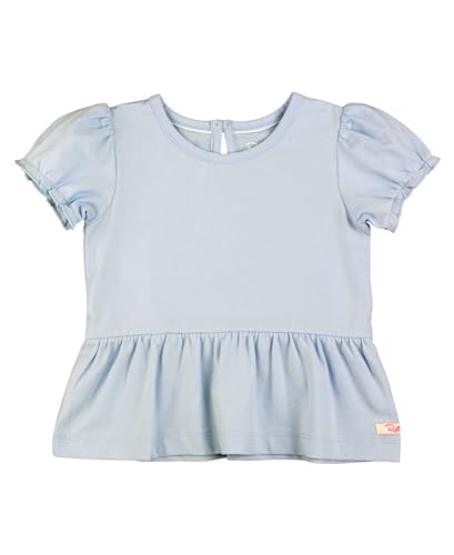 RuffleButts Windsurfer Blue Puff Sleeve Knit Peplum Top - 2T